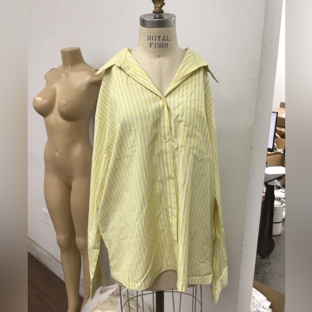 Beginning Boutique Button up Yellow Long Stripe Long Sleeve Shirt